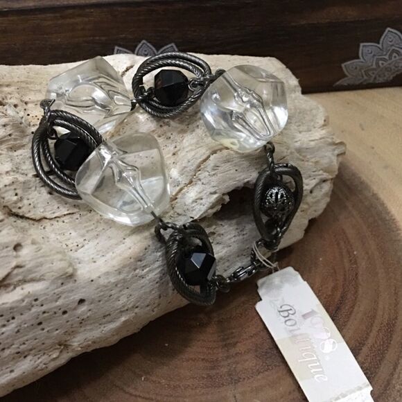 Vintage 1928 Lucite Link Bead Bracelet - Picture 1 of 3